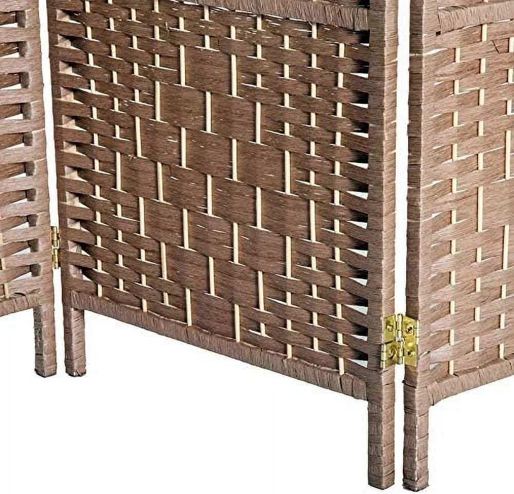 YPDCHB 6' Tall Wicker Weave 6 Panel Room Divider Privacy Screen - Brown