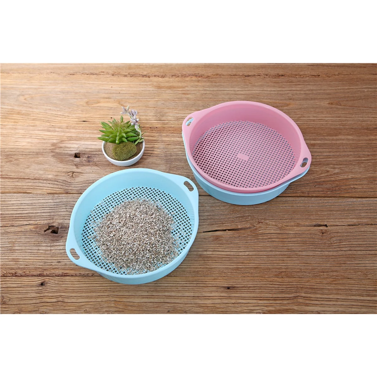 OUNONA Sifter Garden Soil Sieve Mesh Compost Sifter Pan Toolsets Sand Screen Sifting Mini Sieverocks Hand GardeninRound Tools