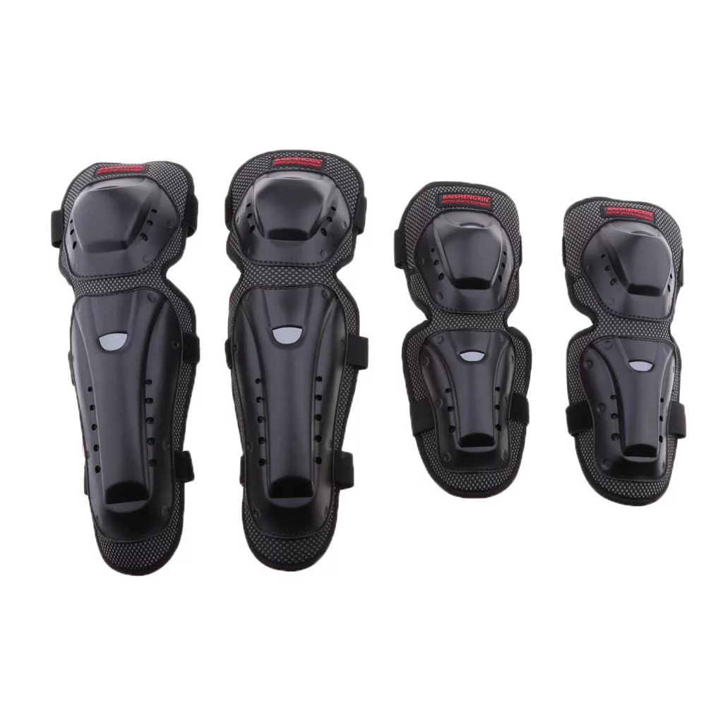 4 Pieces Knee Shin Guards Adults Elbow Knee Pads Protector Flexible Breathable Adjustable Elbow For Motorcycle Motocross Racing Riding