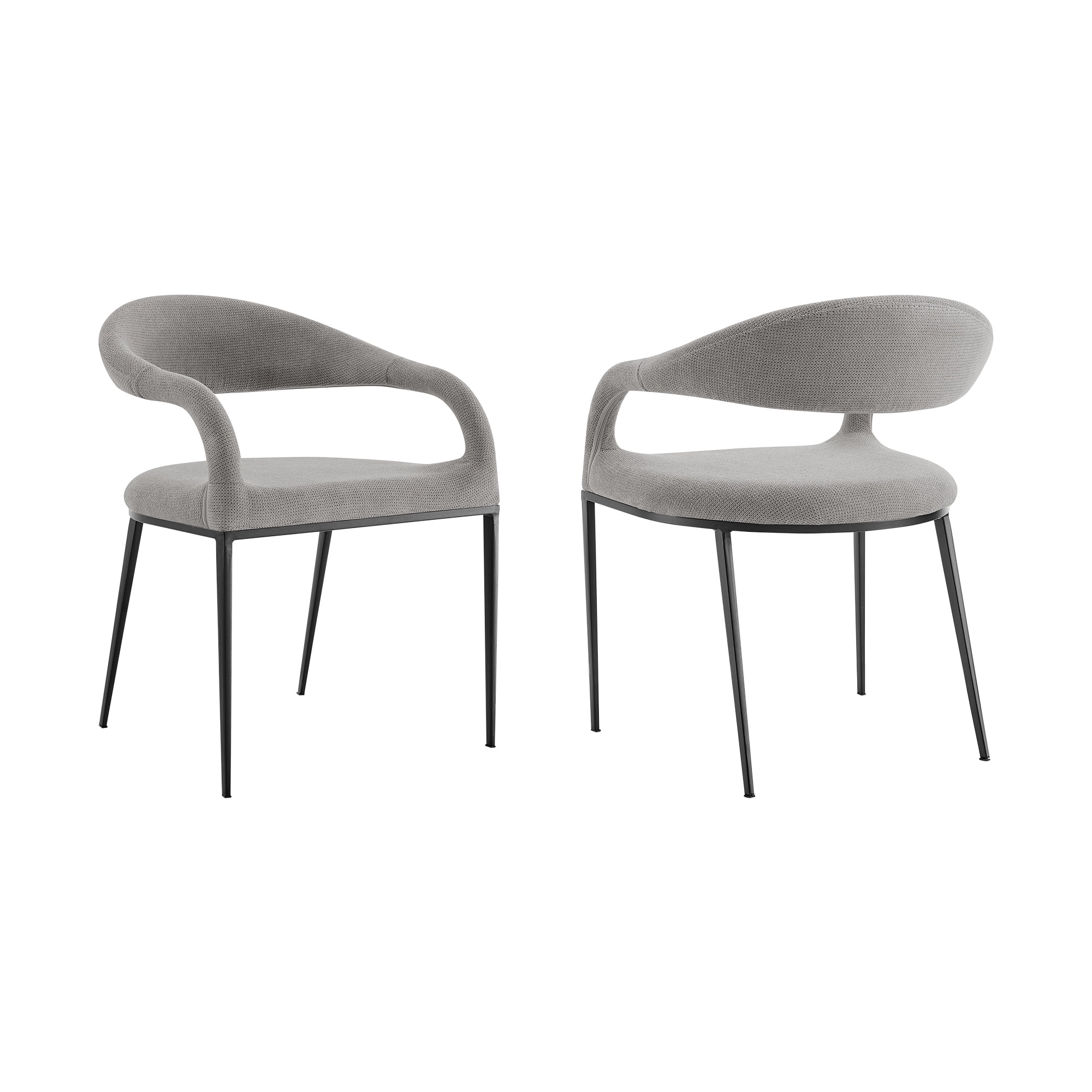 Morgan Upholstered Dining Chair with Matte Black Iron and Light Gray Fabric - Set of 2