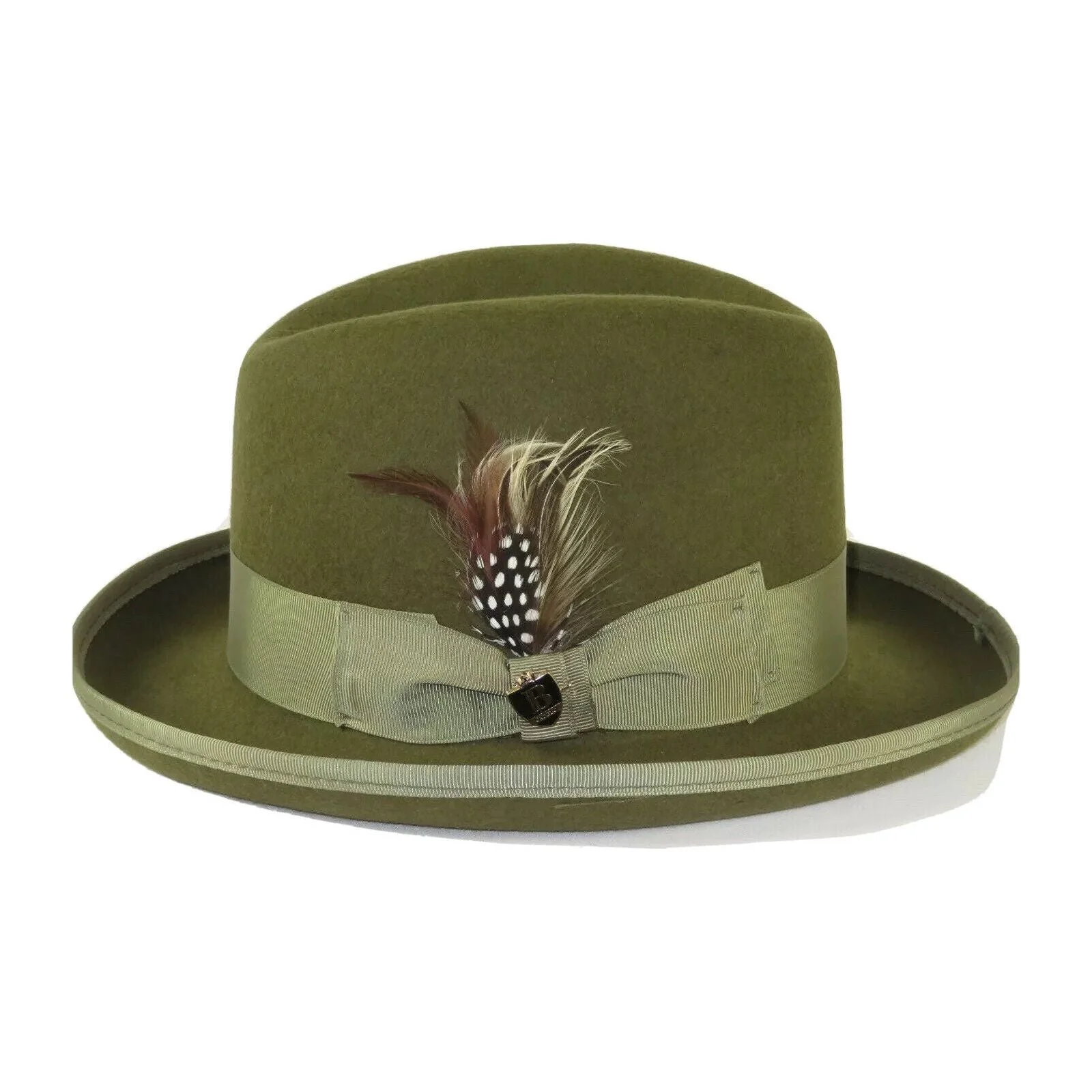 Men Bruno Capelo Dress Hat Australian Wool Homburg Godfather GF112 Olive Green