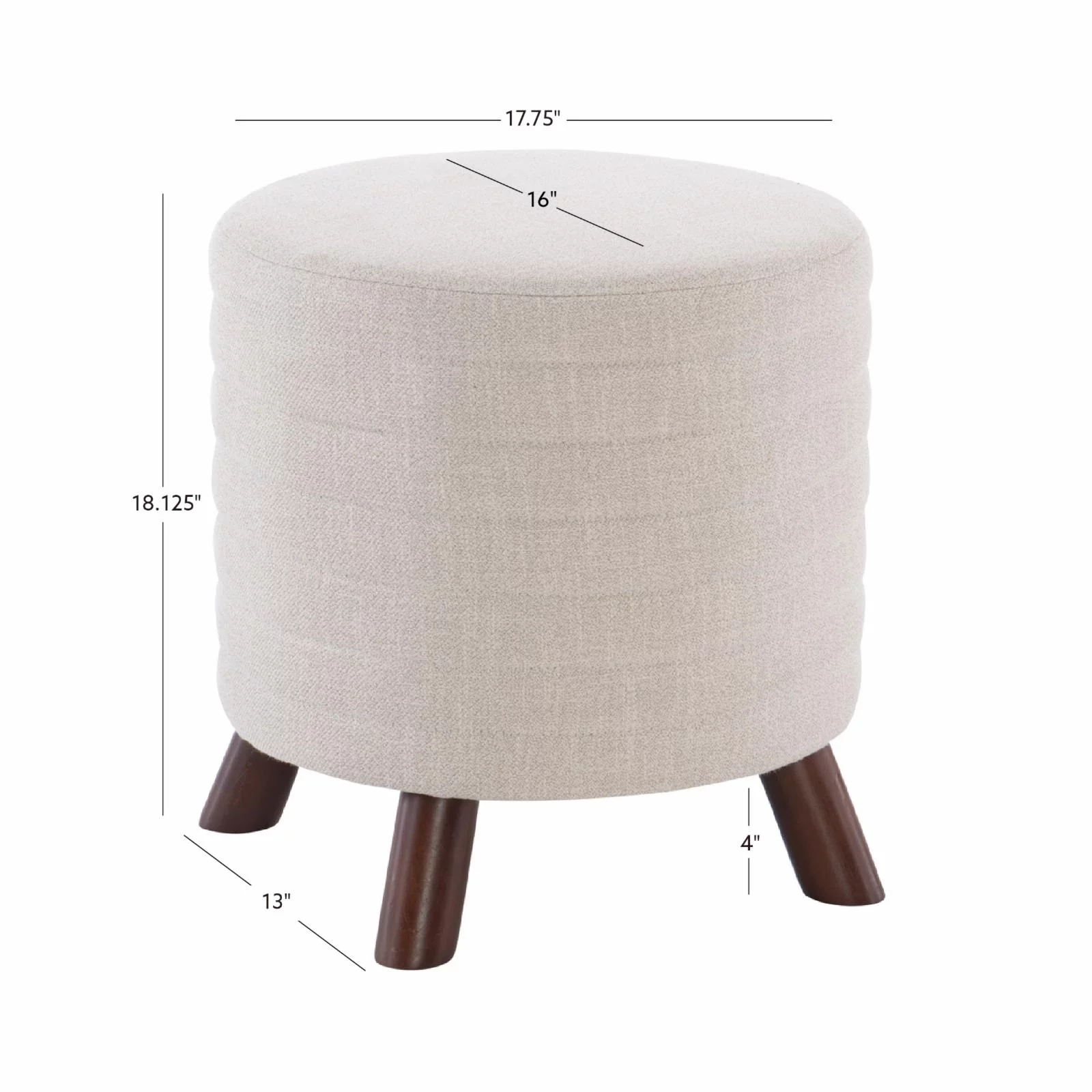 Linon Rivard Round Ottoman Stool - Beige