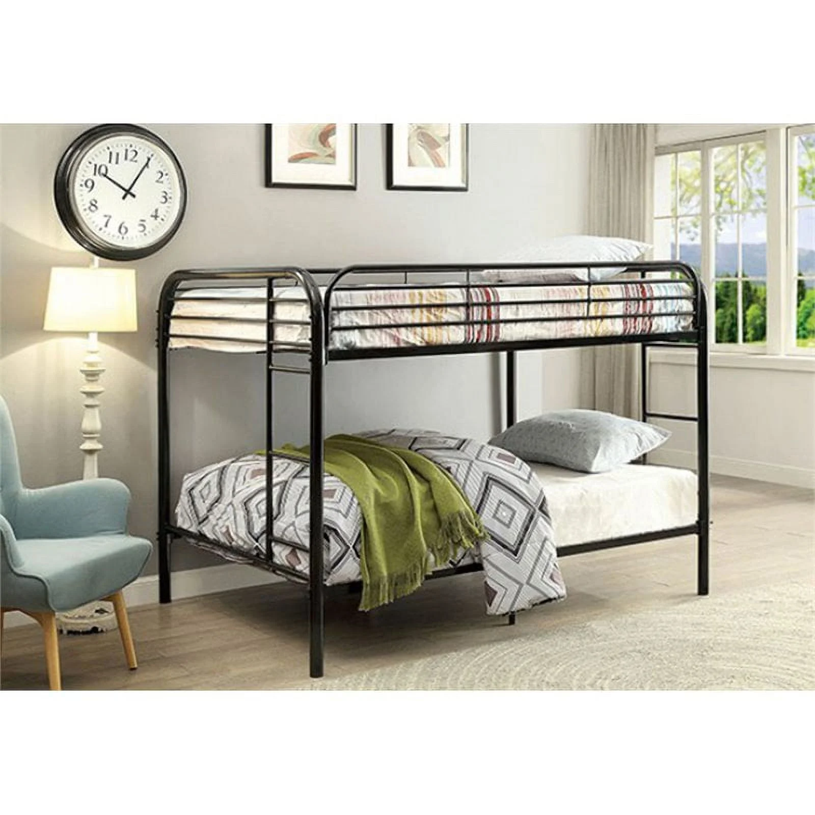 Bowery Hill Transitional Metal Full over Full Bunk Bed in Black