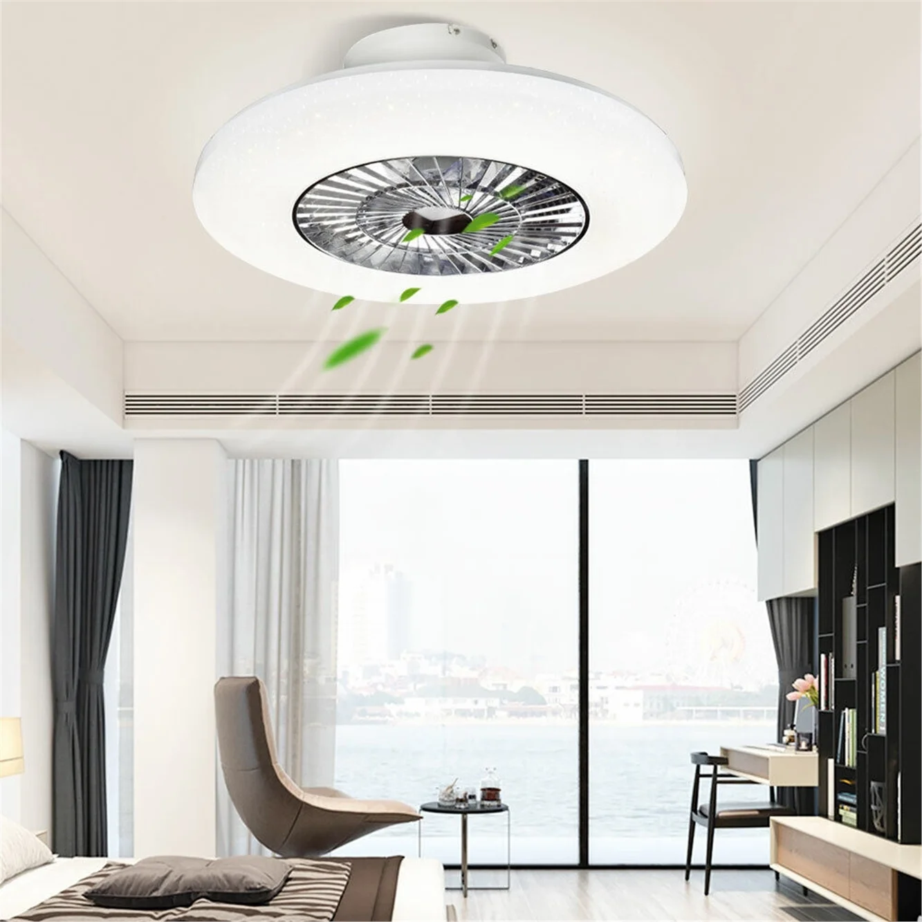 Remote Ceiling Fan with Light Kit-40W Modern Dimmable Ceiling Fan Lighting, 7 Invisible Blades