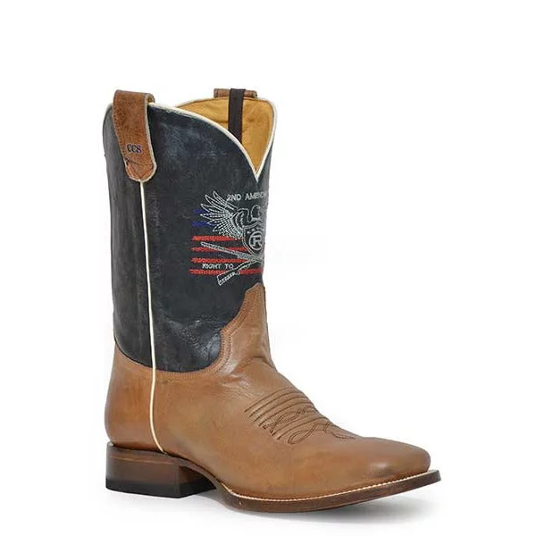 Men's Roper The 2nd Amendment CCS Flextra Leather Boots Handcrafted Tan