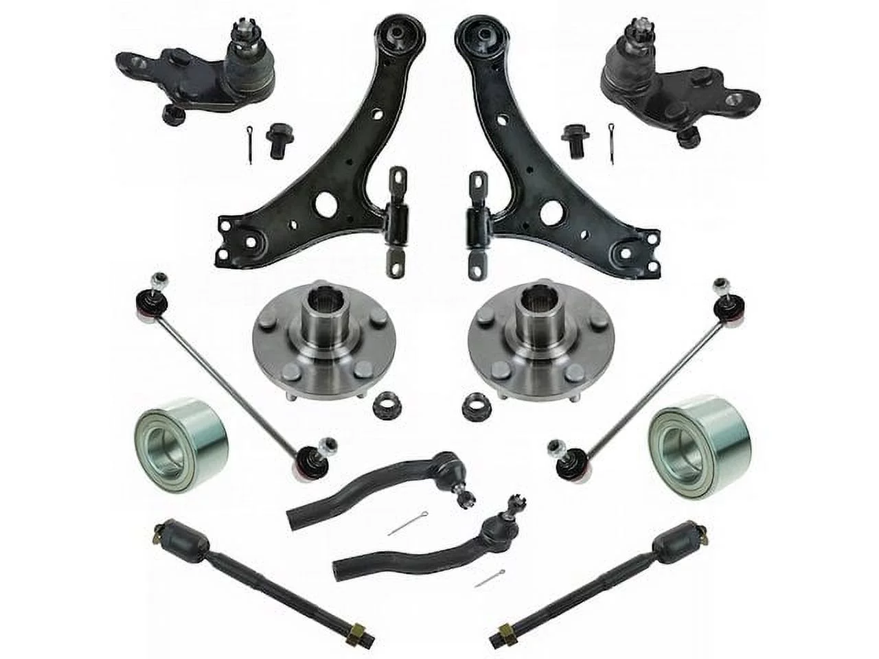 Front Wheel Hub Control Arm Ball Joint Kit 14 Piece - Compatible with 2007 - 2011 Toyota Camry 2008 2009 2010
