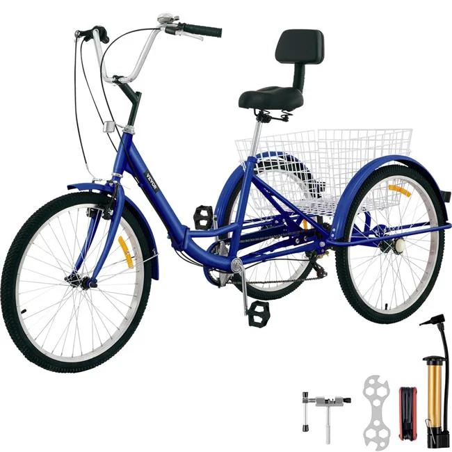 Vevor ZDCLC24C7SBLUE001V0 26 in. 7-Speed Adult Tricycle, Blue