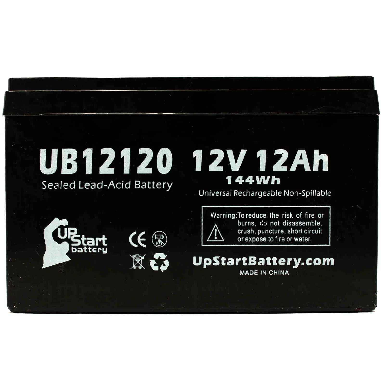 4x Pack - Compatible Quickie P11 Battery - Replacement UB12120 Universal Sealed Lead Acid Battery (12V, 12Ah, 12000mAh, F1 Terminal, AGM, SLA) - Includes 8 F1 to F2 Terminal Adapters