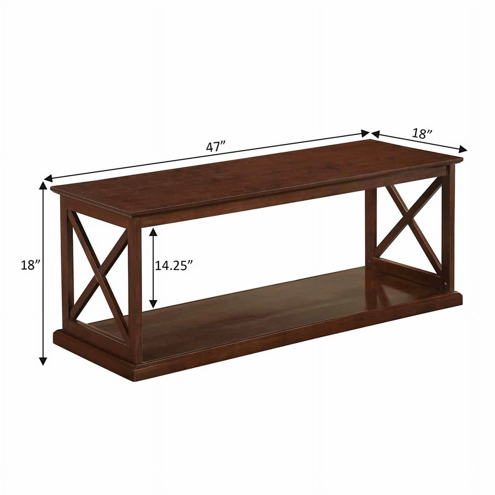 Pemberly Row Coffee Table with Shelf in Espresso Wood Finish with 