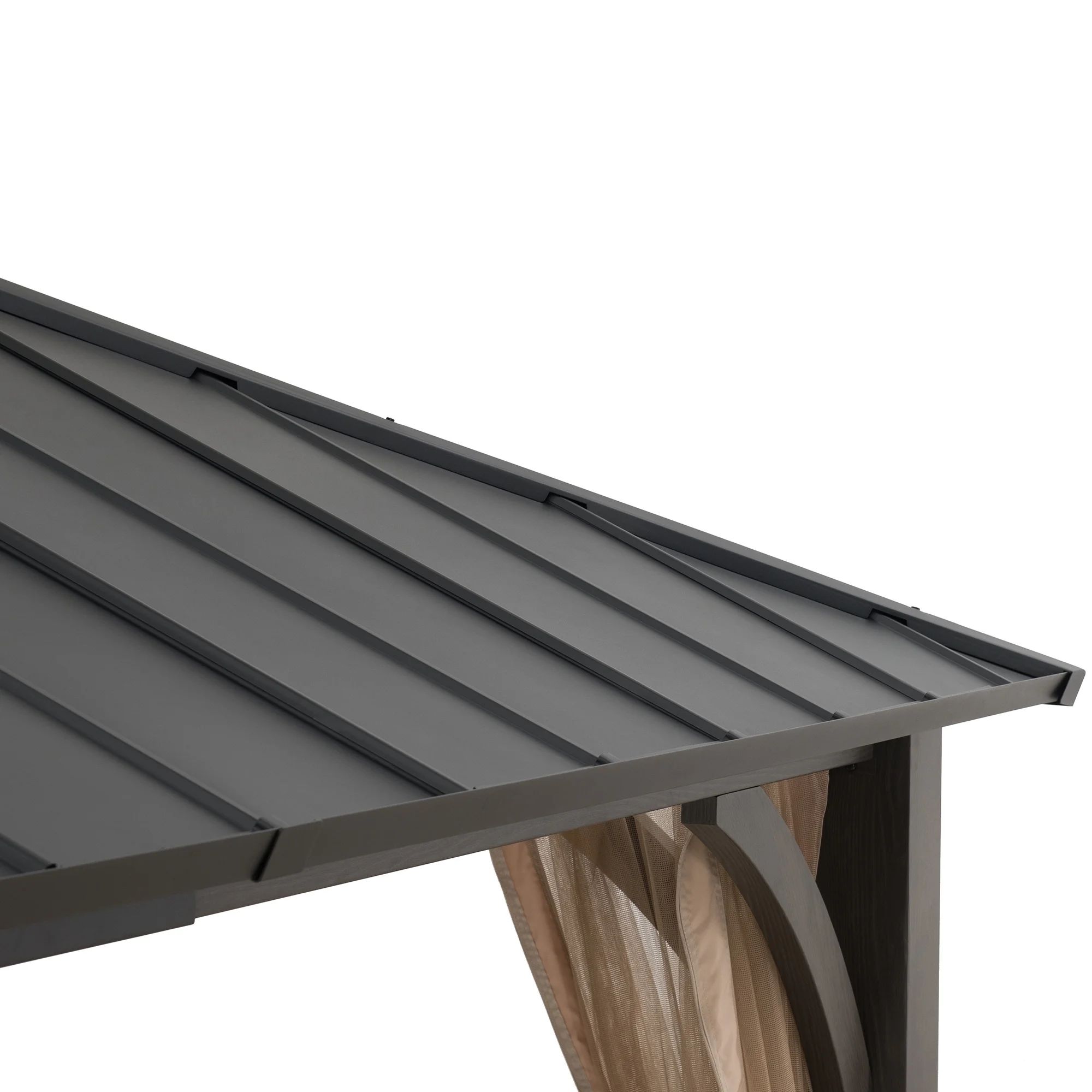 Sunjoy 13x15x10.4 Churchill Hard Top 2-Tier Metal Gazebo With Netting