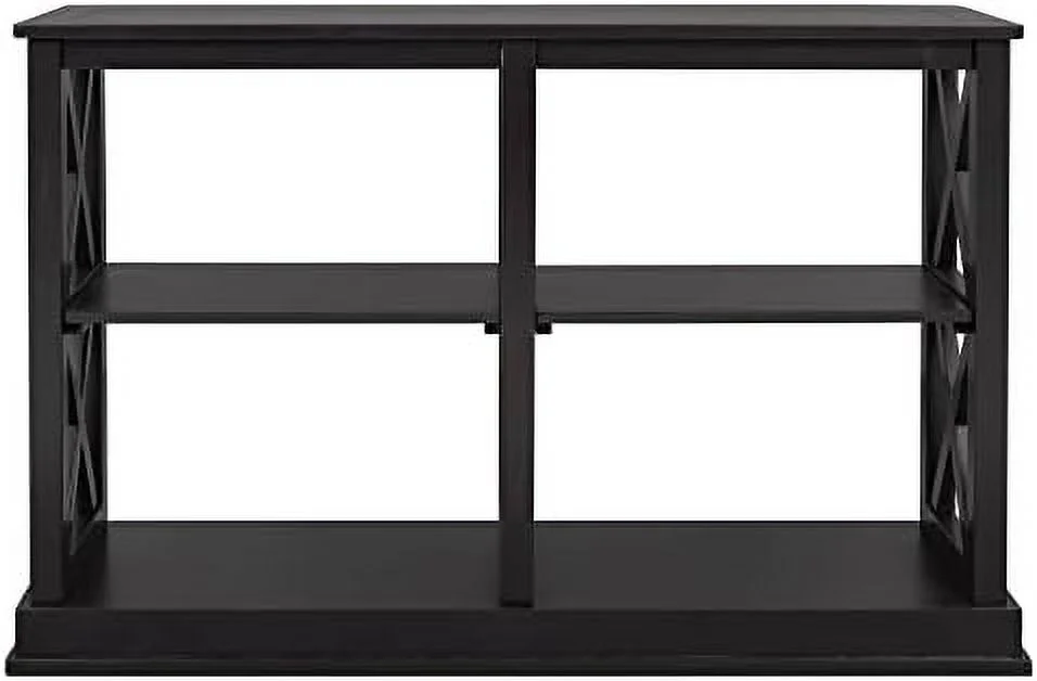 HBBOOMLIFE 46.5in Entry Console Table with Open Shelves and X-Shaped Frame  Hallway Entryway Sofa Side 3-Tier Table
