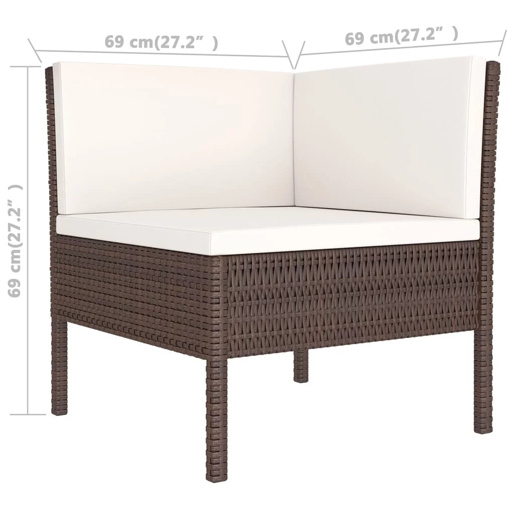 LANTRO JS 14 Piece Patio Lounge Set with Cushions Poly Rattan Brown