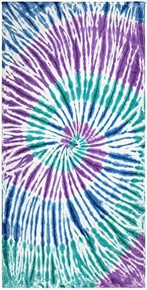 Kaufman - Tie Dye Beach Towels, 100% Soft, Plush Absorbent Cotton Velour, Large Size 30'' X 60'', Quick Dry Beach, Pool And Bath Towel (Purple)
