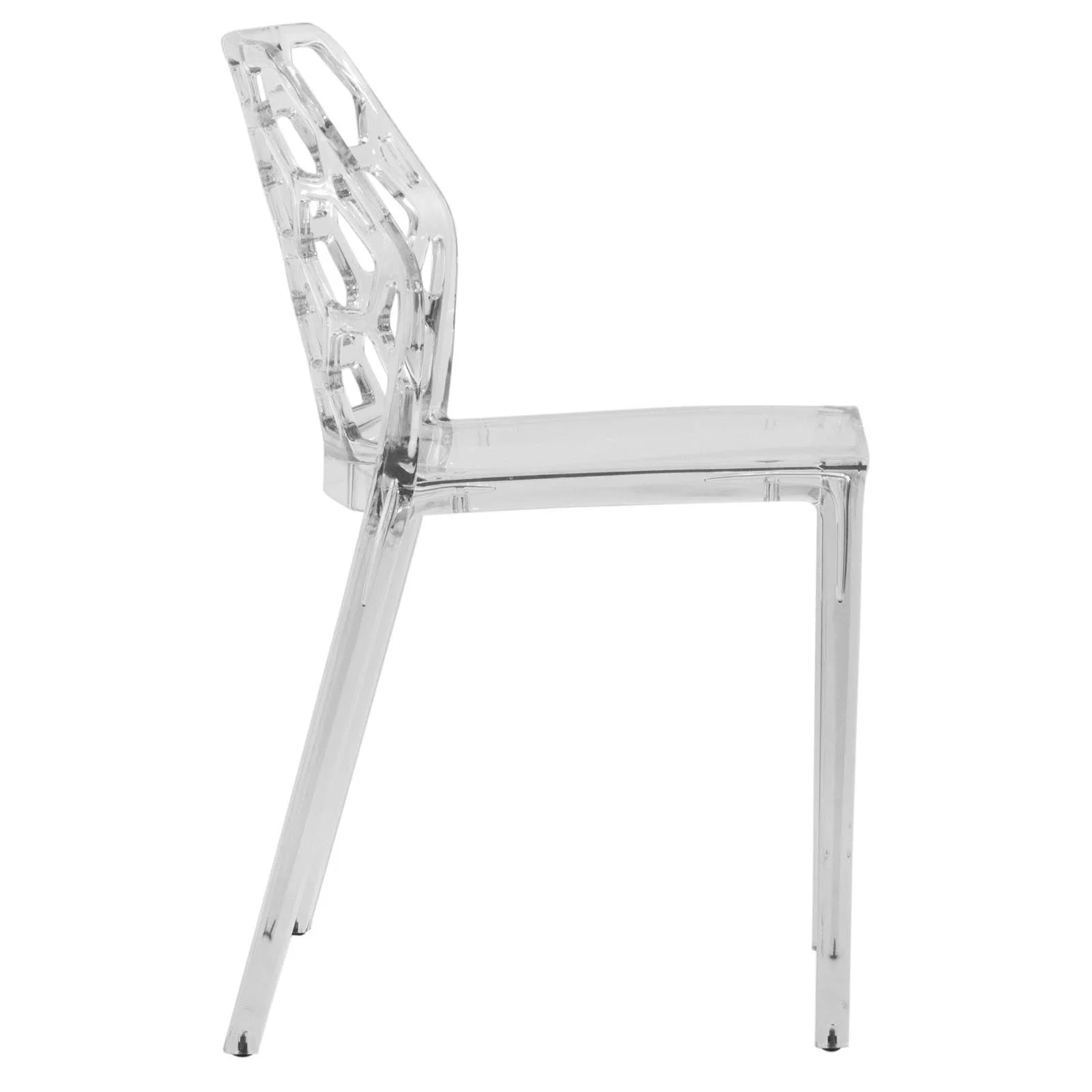 LeisureMod Dynamic Modern Honeycomb Design Dining Chair, Clear