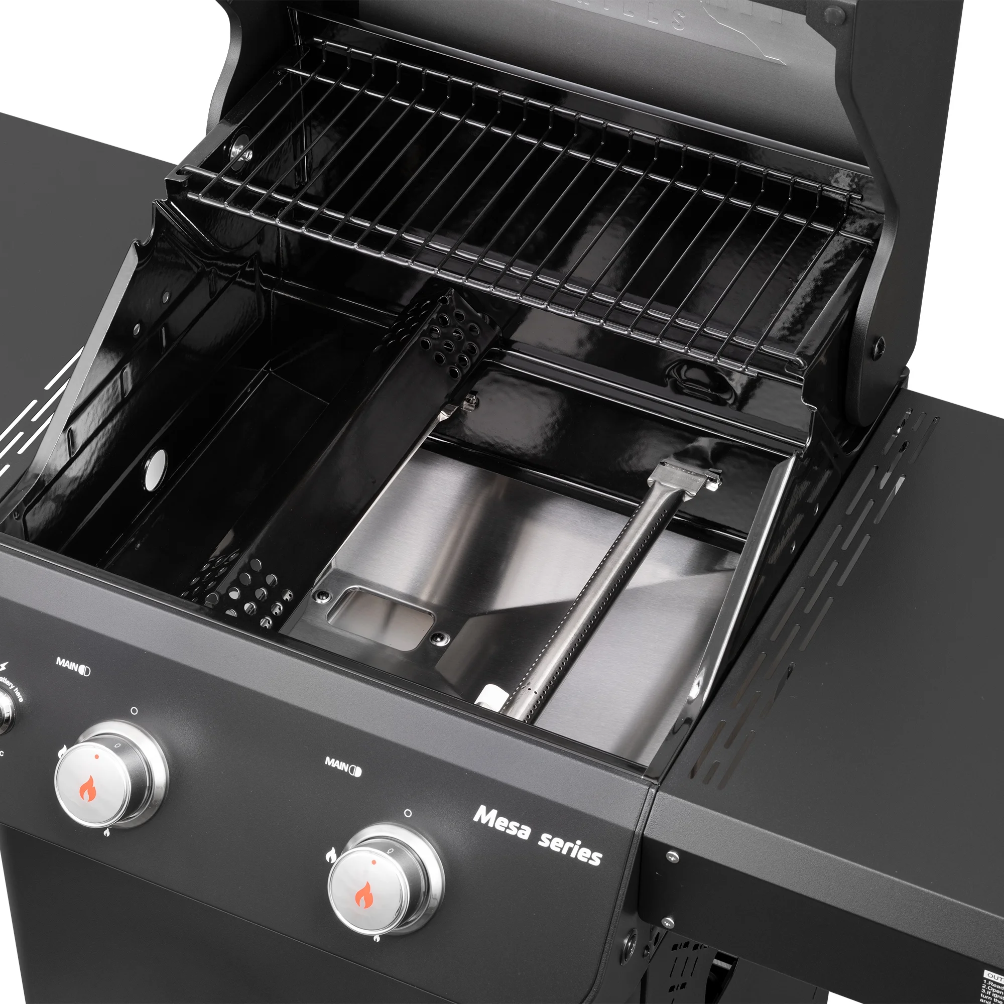 Mesa 3-Burner Propane Gas Grill in Black with Clear View Lid and LED Controls