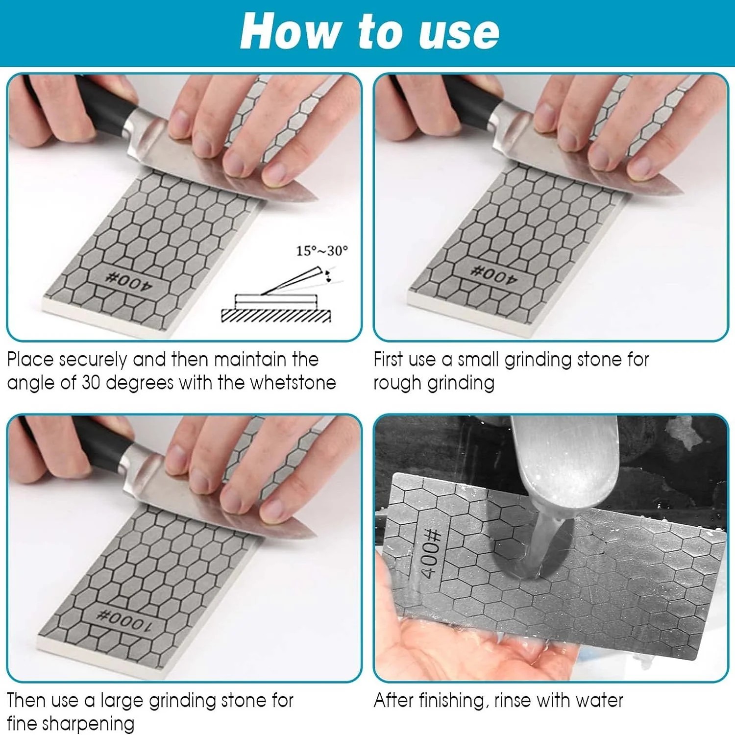 Double-Sided Diamond Sharpening Bench Stone, Grind Kitchen Knife Sharpener, Grit Sharpening Stone, Grit Knife and Tool Sharpener