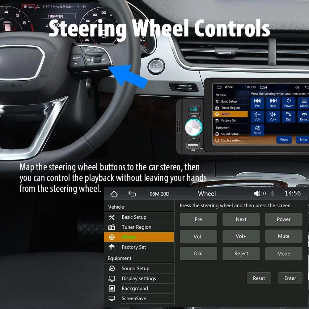 THONZER 5 Inch Single Din Car Stereo Built-in CarPlay/Android Auto/Mirror-Link, Touchscreen Radio Receiver with Bluetooth 5.1 Handsfree and 12LED HD Backup Camera, FM USB Audio Video Player