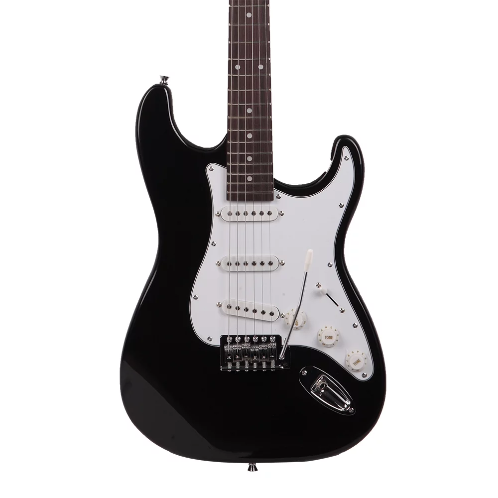 BMTBUY Rosewood Fingerboard Electric Guitar Black w/ White