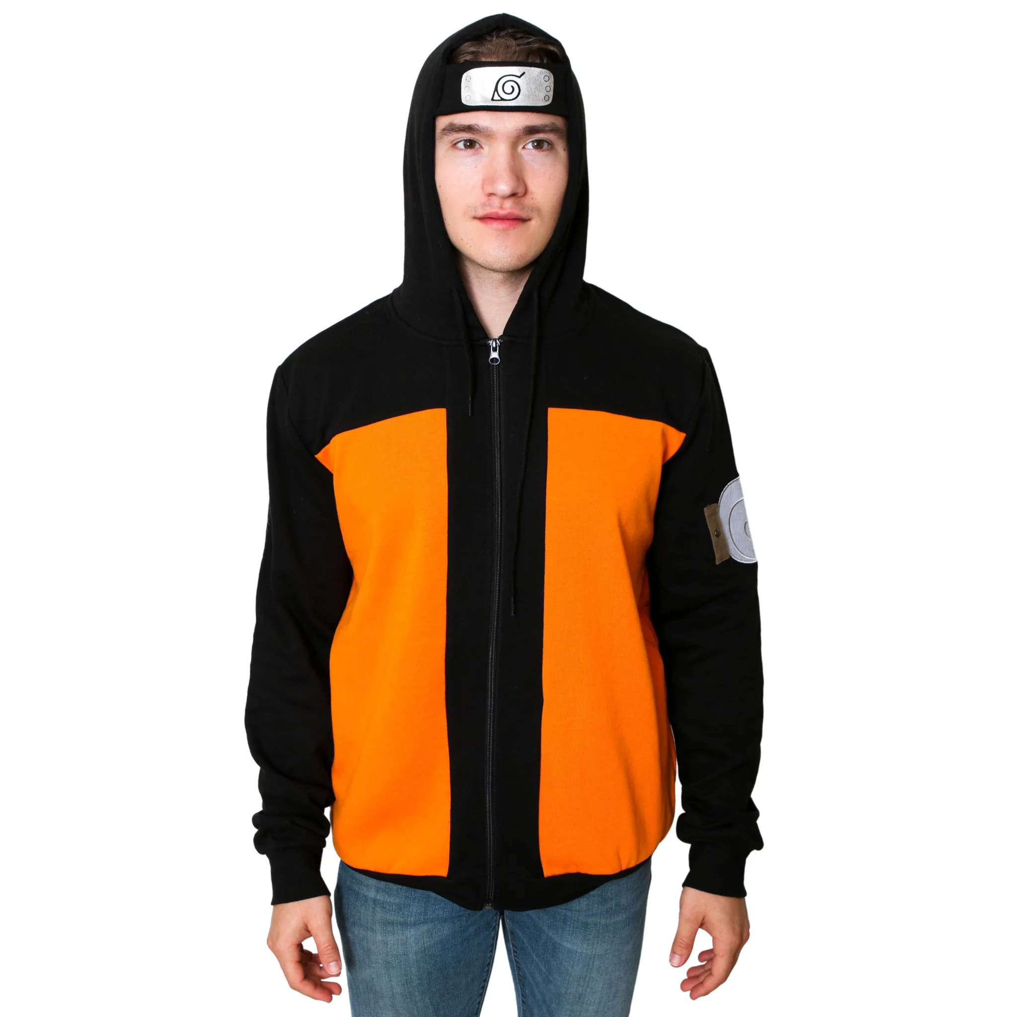 Naruto Shippuden Naruto Costume Adult Zip Up Hoodie M