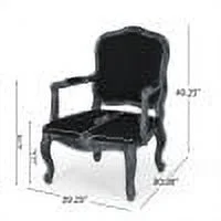 GDF Studio Bonview French Country Fabric Upholstered Wood Expandable 7 Piece Dining Set, Gray and Black