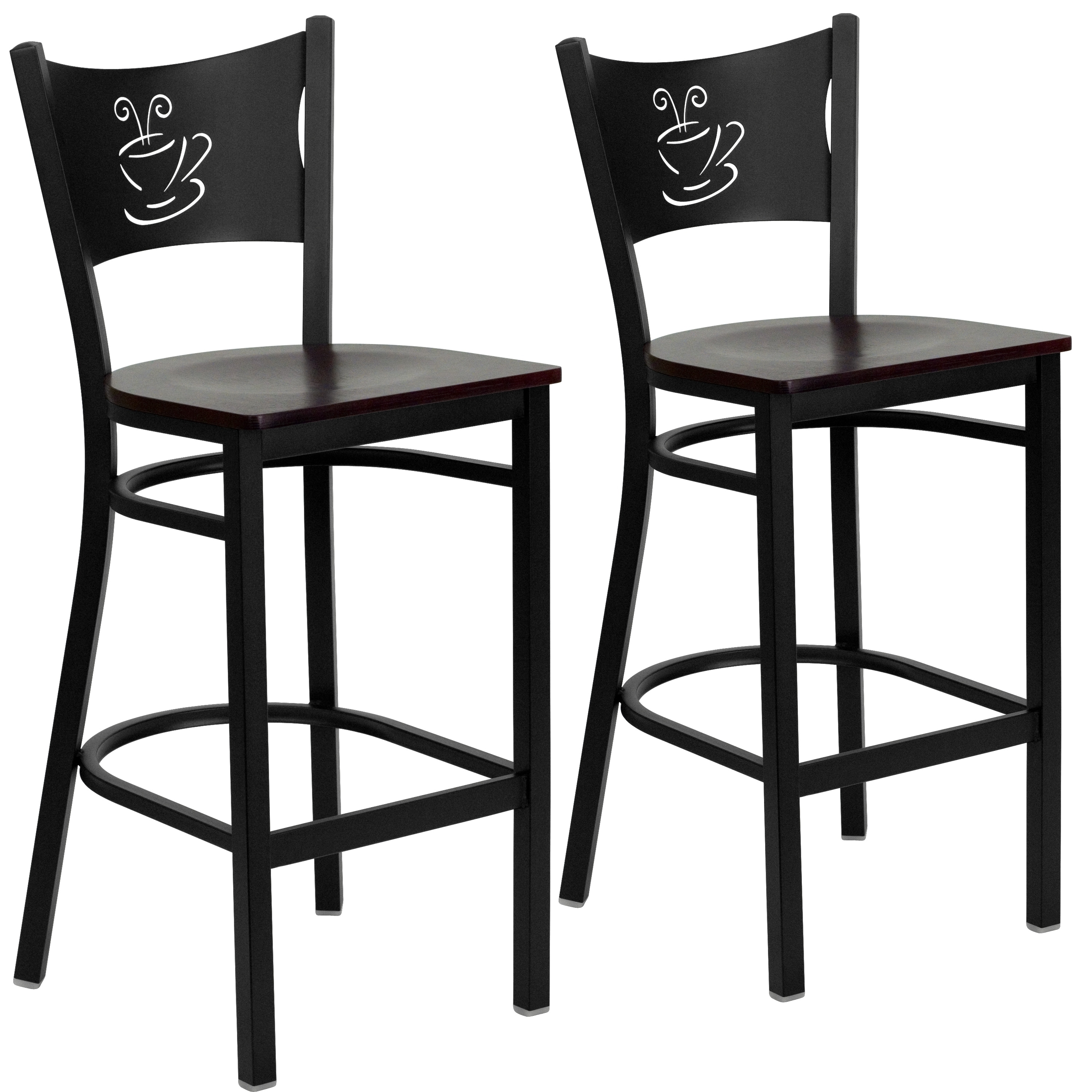 Flash Furniture 2 Pk. Coffee Back Metal Restaurant Barstool - 18.25