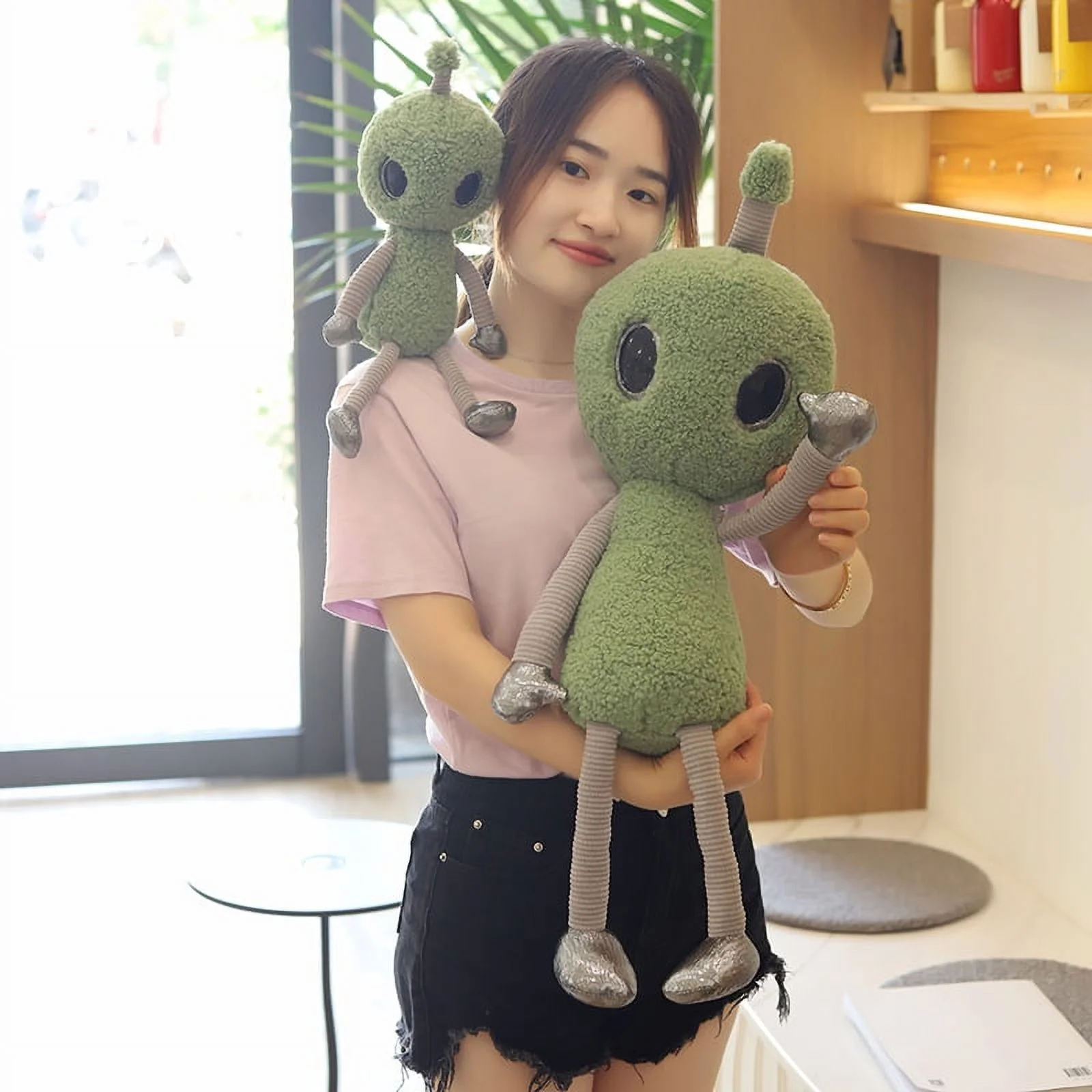Green alien doll,Alien Shaped Plush Toy Reversible Soft Cartoon Stuffed Doll For Kids Adults Birthday Gift Green 19in