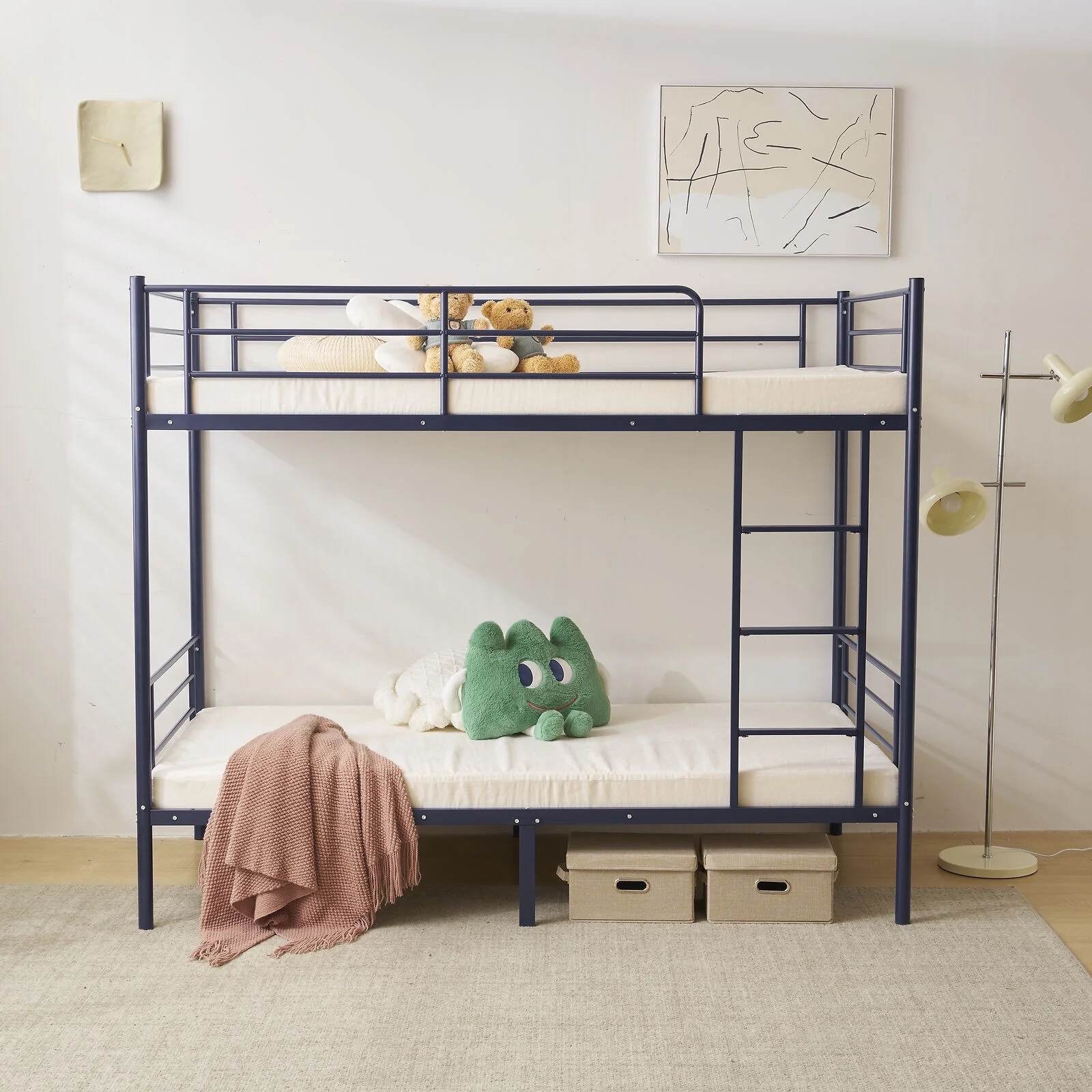 Over Twin Steel Bunk Beds Frame Ladder Bedroom Dorm Room For Kids Adult Children