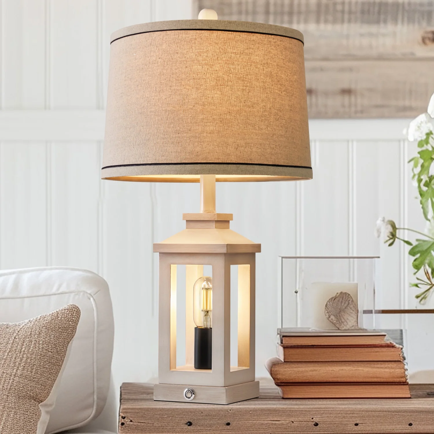 Oneach 3 Way Dimmable Touch White Table Lamp Set of 2 with USB Ports 25.25