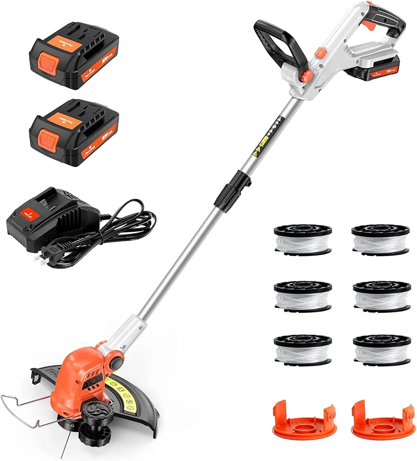 SF8A220 20 Volt 12 Inch Cordless String Trimmer Yard Tool Set with 180 Degree Rotatable Handle, Adjustable Length, and Rechargeable Battery
