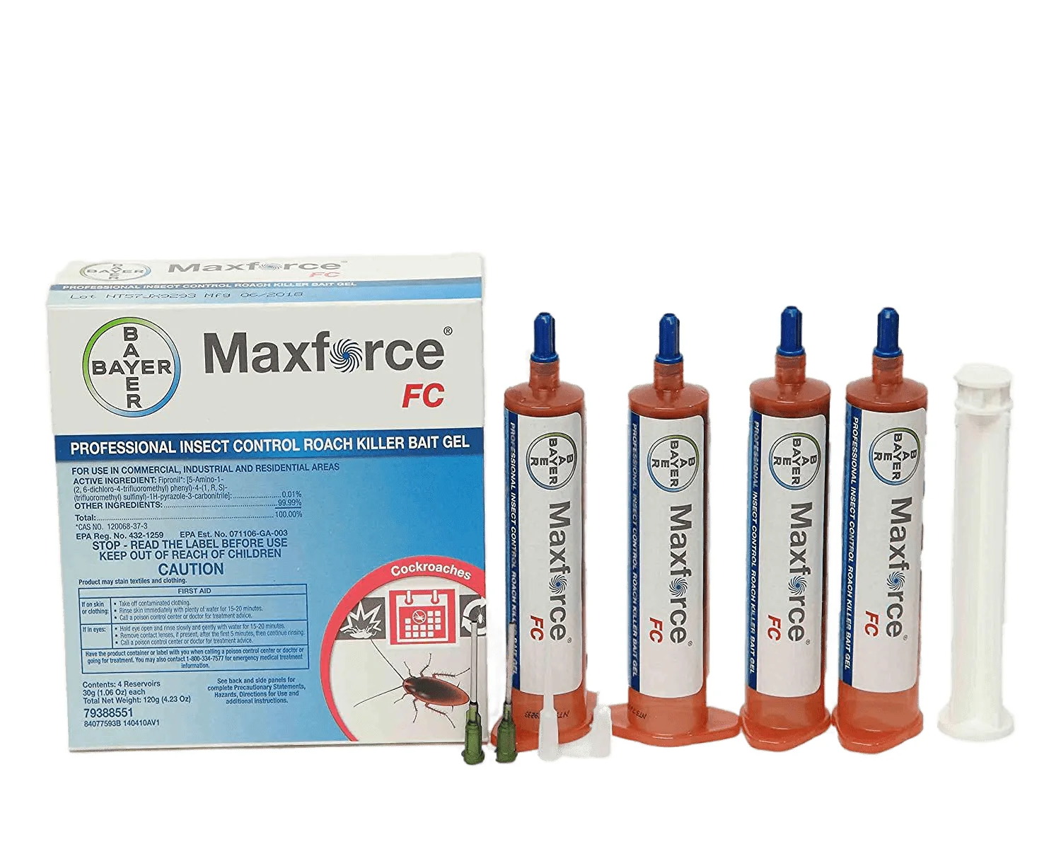 Maxforce FC Roach Killer Bait Gel - Dual Modes of Action - 1 Pack (4 x 30g Tubes) by Envu (Formerly Bayer)