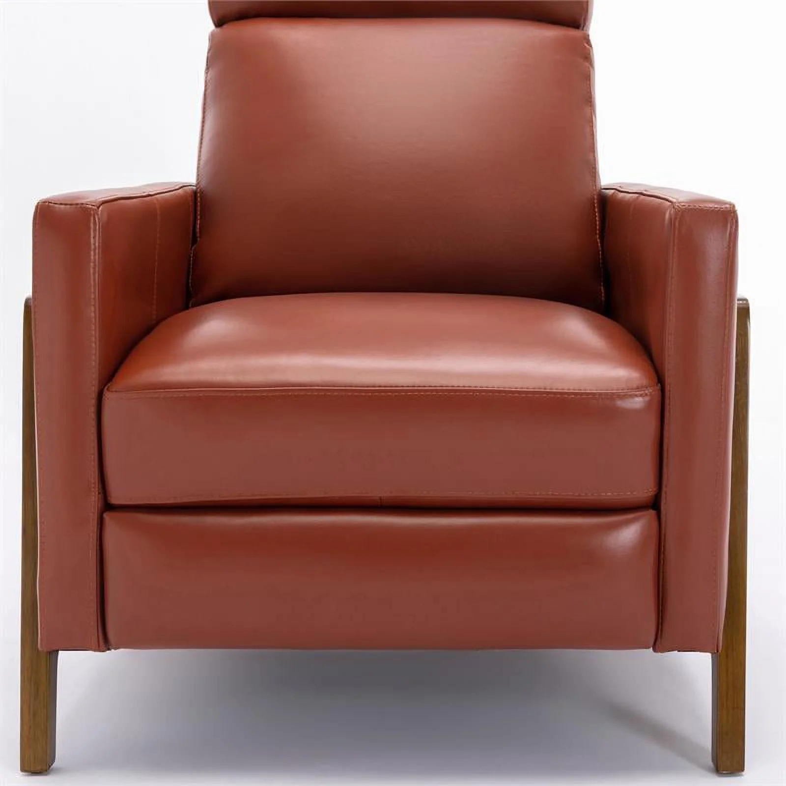 Bowery Hill Modern Leather Push Back Recliner in Caramel Finish