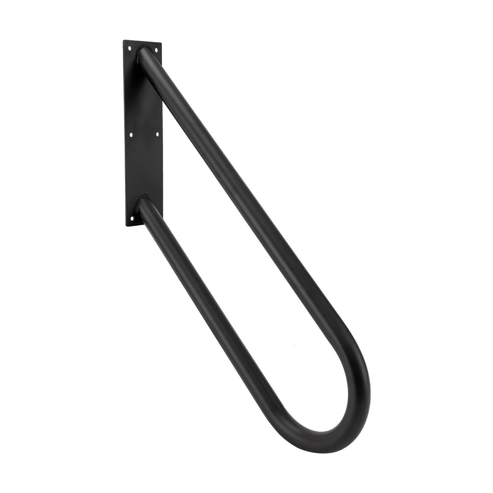 U-Shape Non-Slip Metal Step Stairs - Wall Mounted Pipe Handrails Black