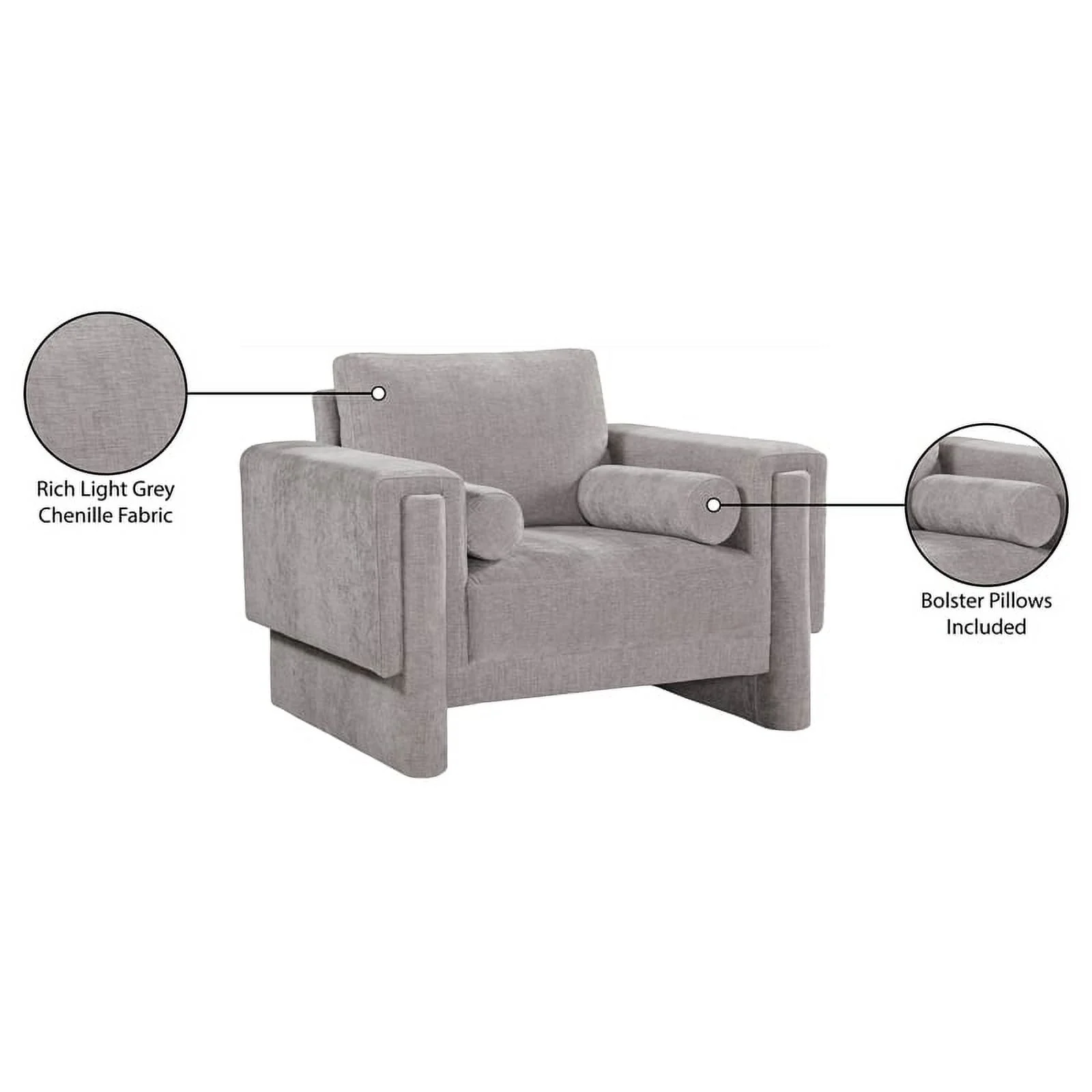 Meridian Furniture Madeline Grey Chenille Fabric Chair