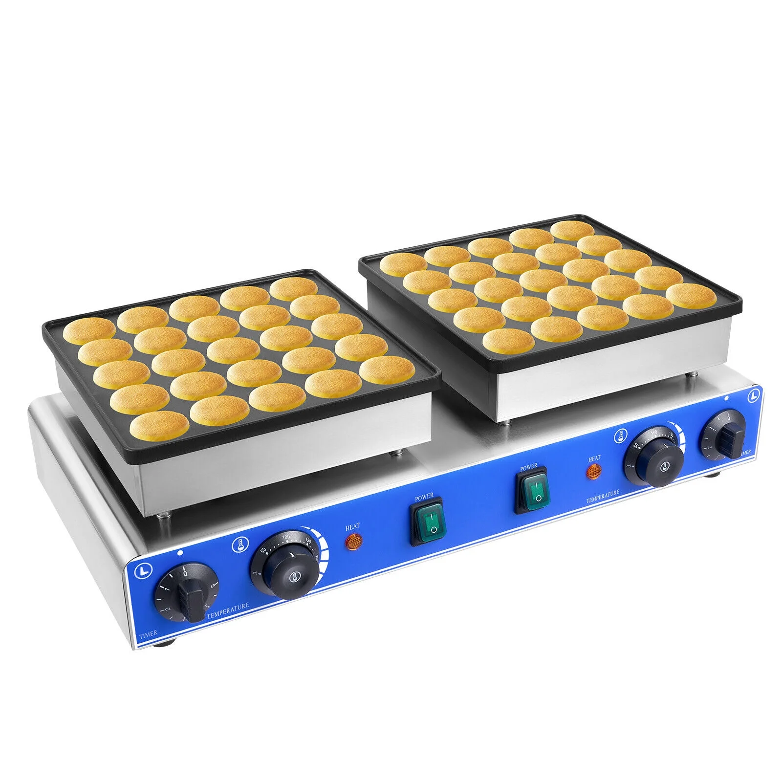 Miumaeov Commercial Waffle Maker Machine 50pcs 1.8'' Mini Dutch Pancakes Maker Nonstick Electric Waffle Baker