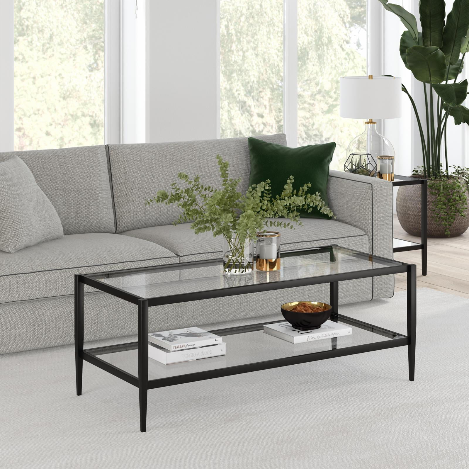 Evelyn&Zoe Coffee Table with Glass Top