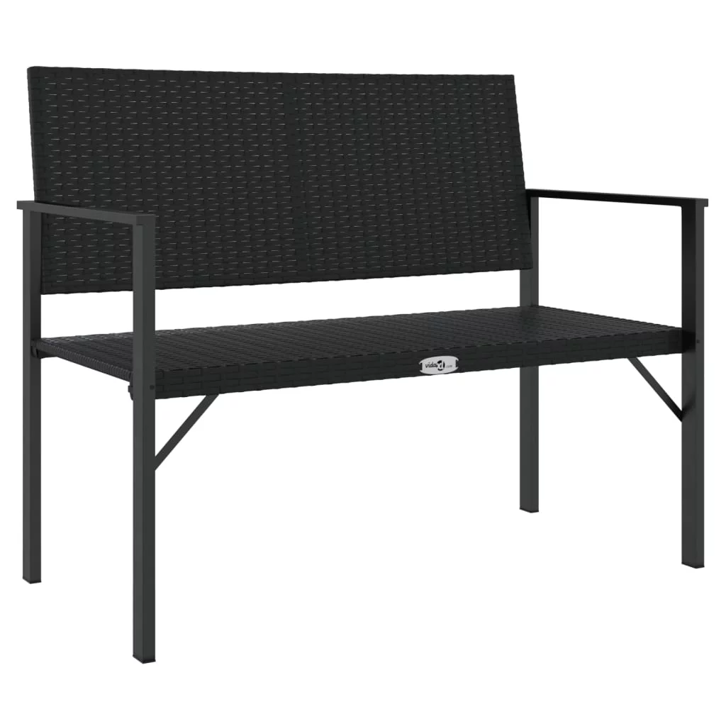 Aibecy 2-Seater Patio Bench Black Poly Rattan