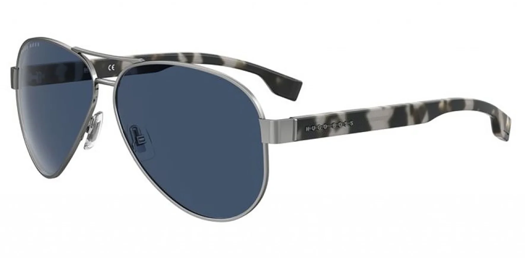 Hugo Boss Men's Ruthenium Blue Pilot Sunglasses