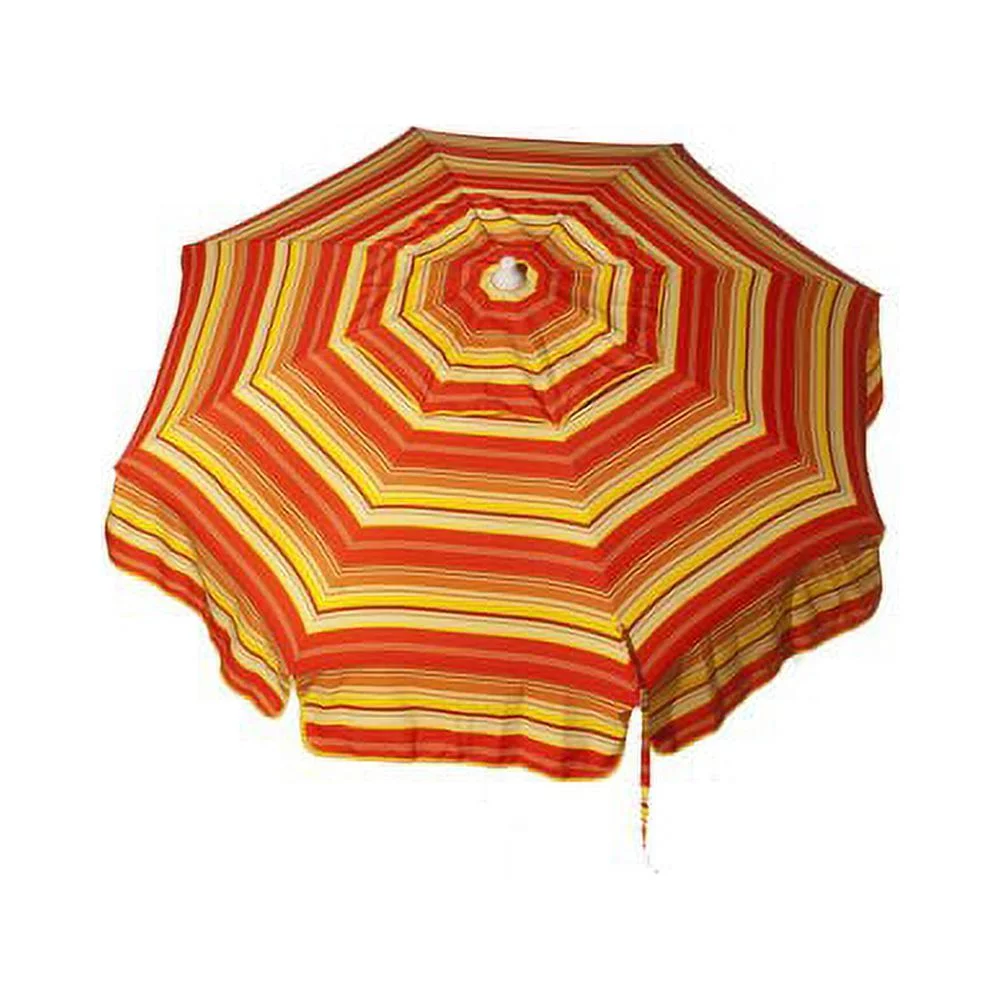 DestinationGear Italian 6' Umbrella Acrylic Stripes Red, Orange and Yellow Beach Pole