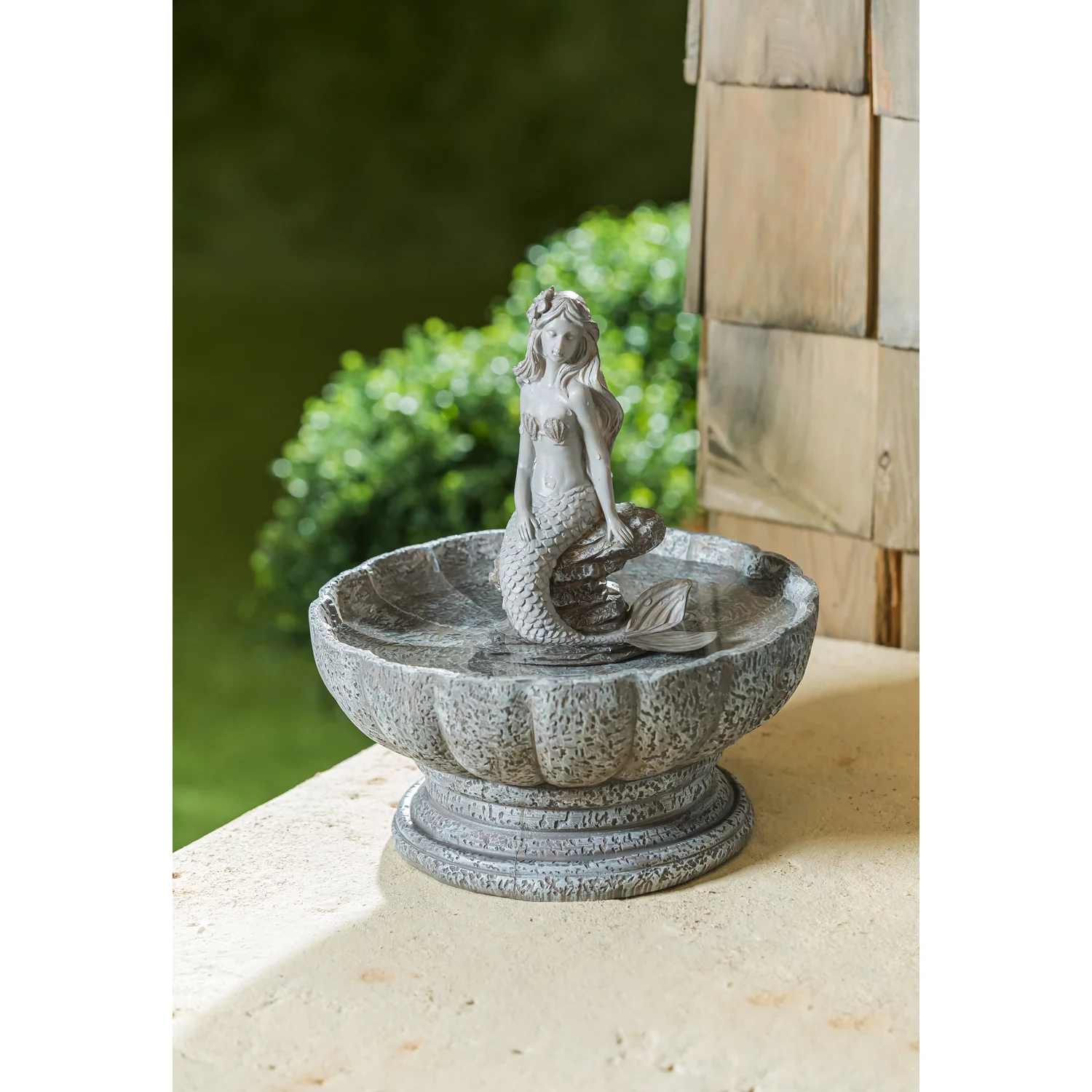 Mermaid Concrete Finish Bird Bath