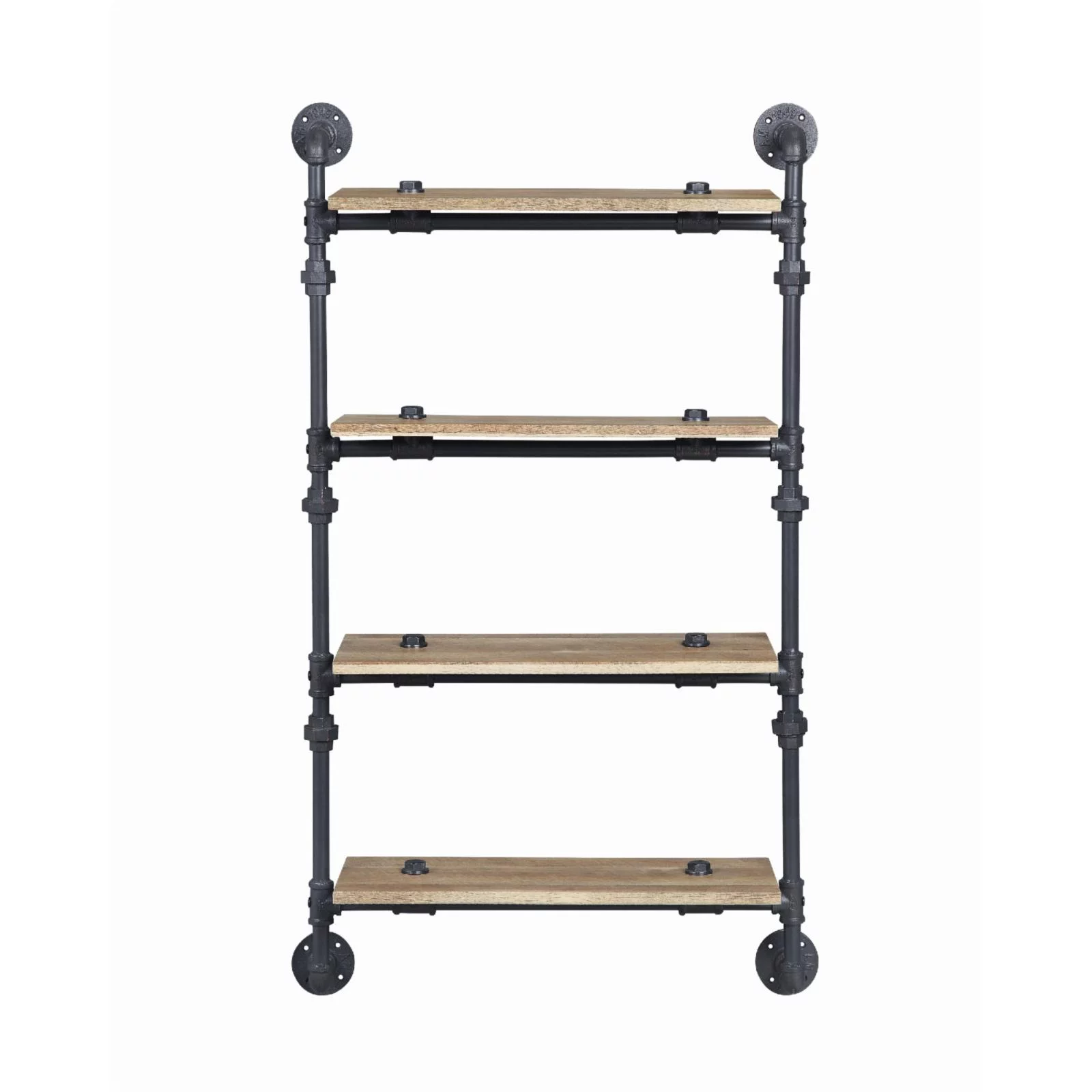 ACME Brantley Wall Rack with 4 Wooden Shelves in Oak and Sandy Black