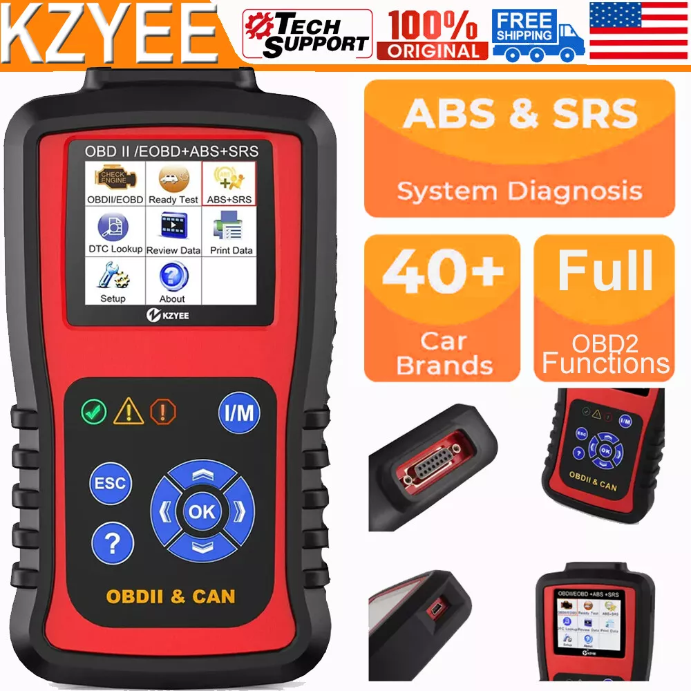 KZYEE KC501 OBD2 Scanner for ABS SRS Engine Code Reader Automotive Diagnostic Scan Tool Full OBDII Functions OBDII EOBD CAN Scanner Live Data DTC Lookup Lifetime Update Free