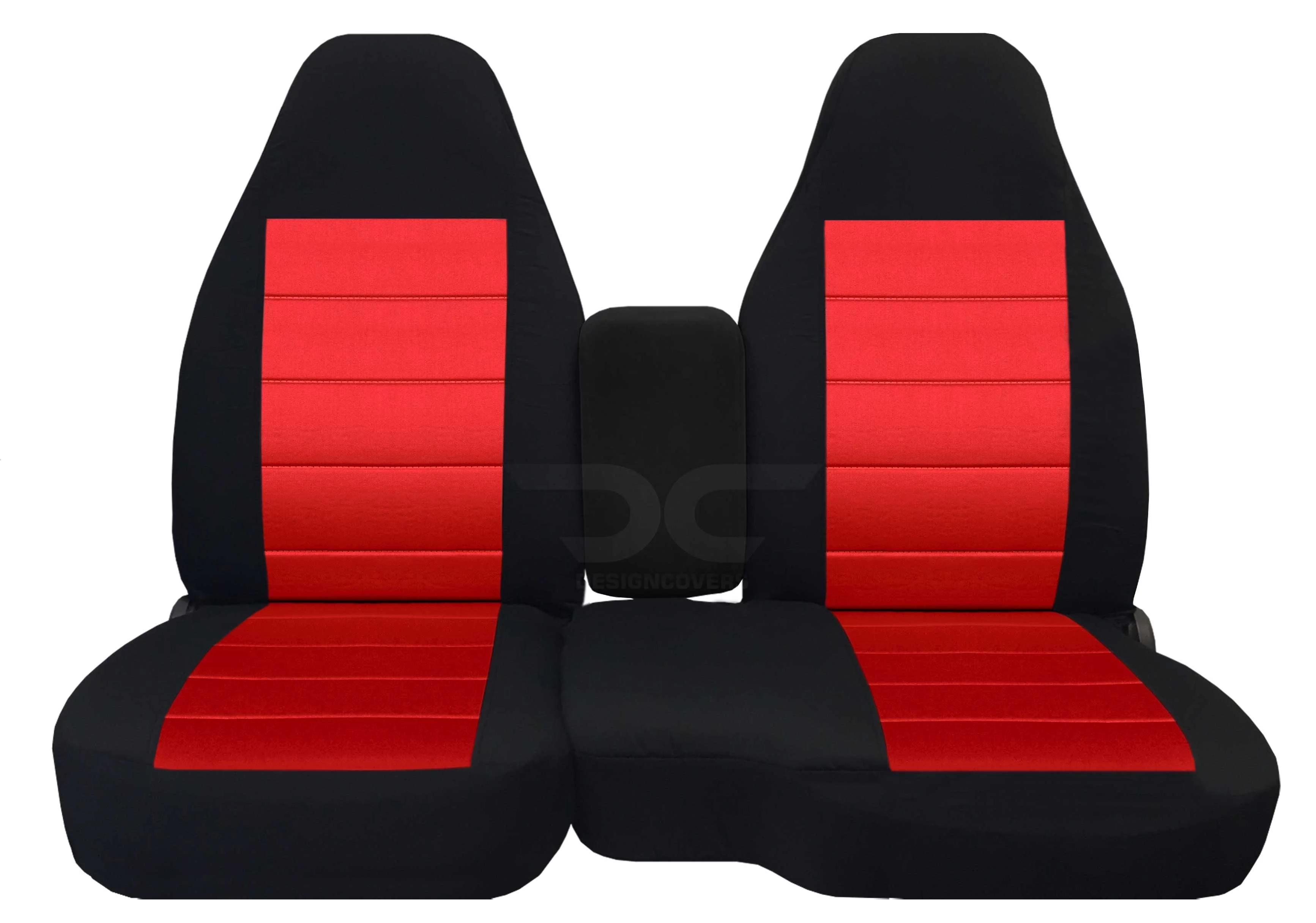 T31-Designcovers Fits 2004-2012 Ford Ranger/Mazda B-Series Velour Truck Seat Covers(60/40 Split Bench)w Center Console/Armrest Cover:Opening Console:Black & Red