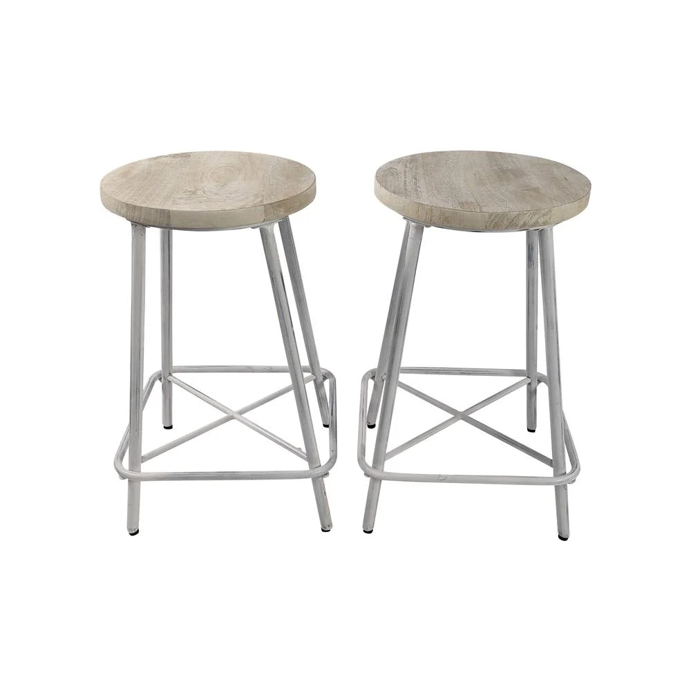 Carolina Classics Illona 24 Inch Counter Height Stool in Whitewash Set of 2