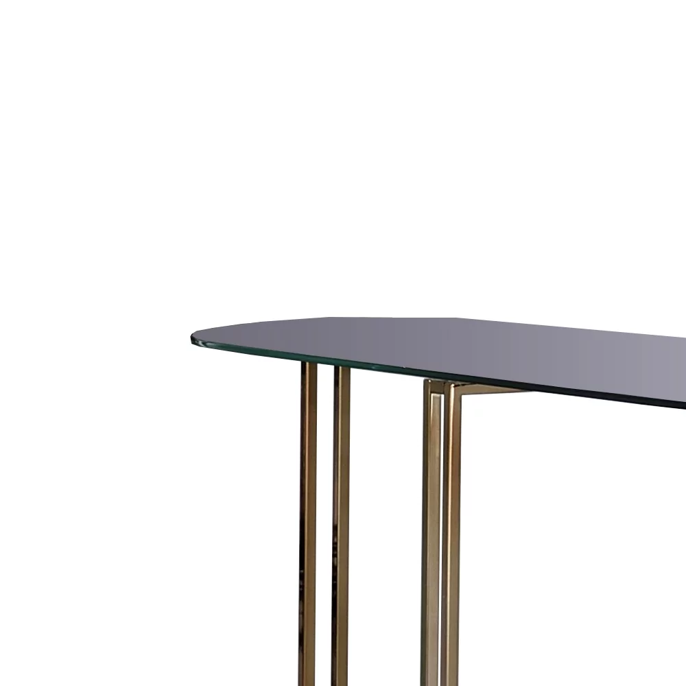 Sofa Table with Glass Top and Open Bottom Glass Shelf Gold - Saltoro Sherpi