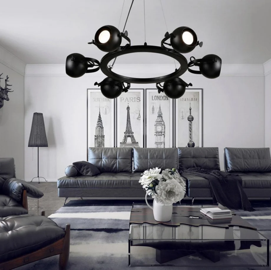 KPIBEST 6-Light Black Farmhouse Chandelier, 25.6