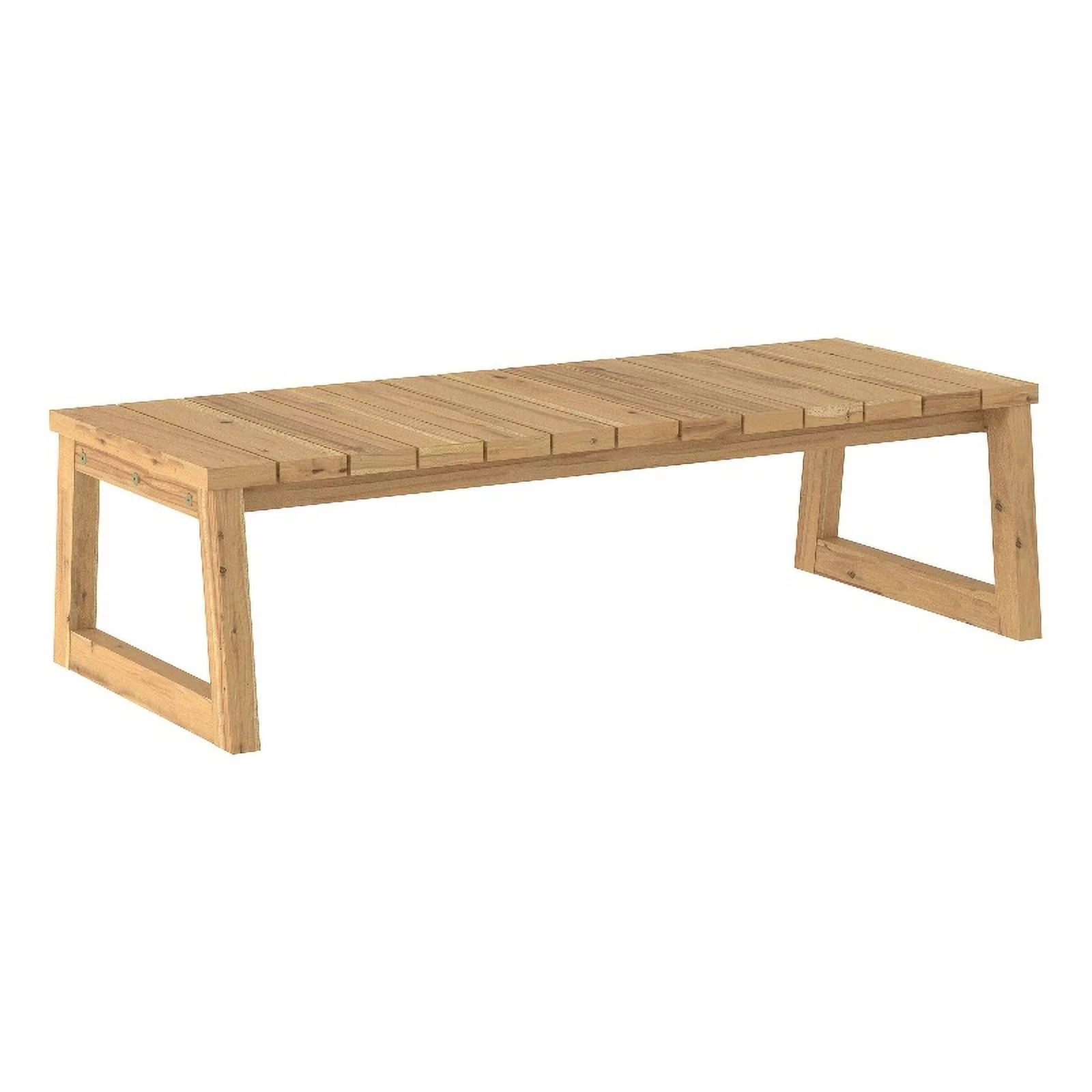 Modern Solid Wood Outdoor Slat-Top Coffee Table - Natural