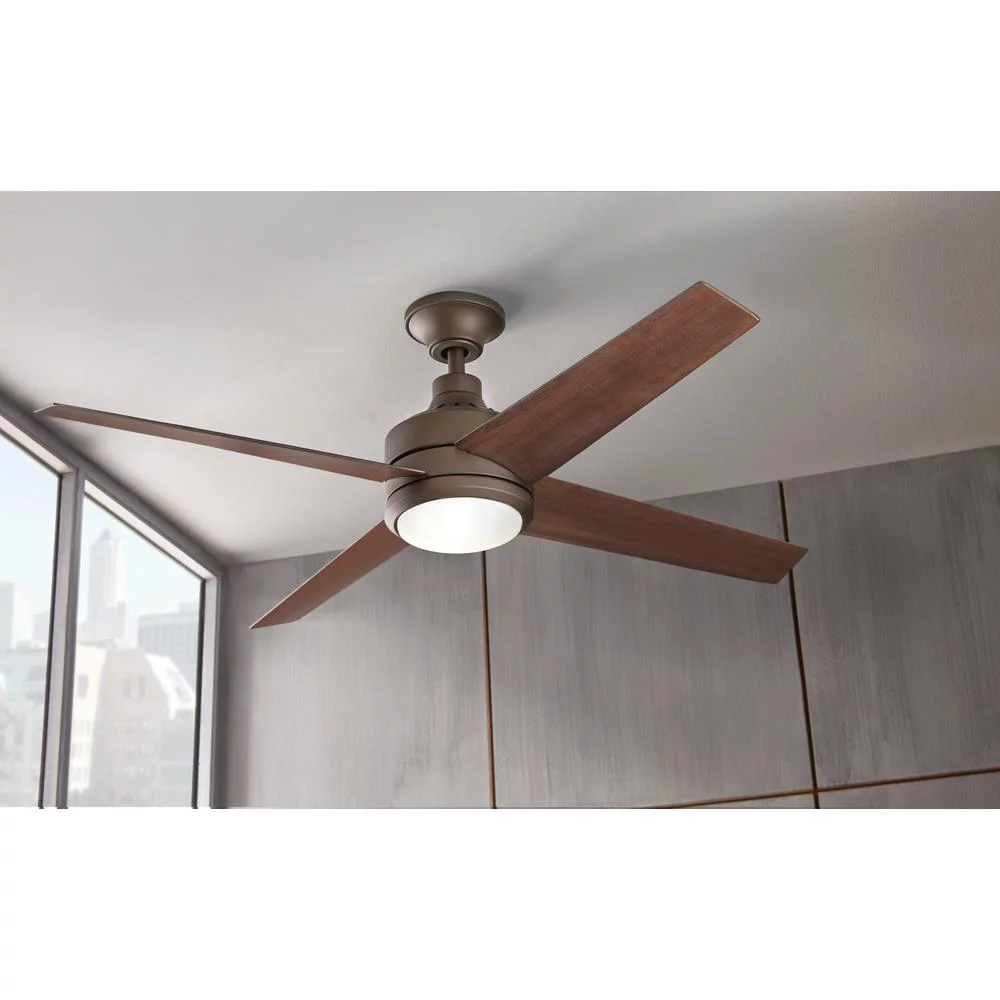 Mercer 52 in. Integrated LED Indoor Oil-Rubbed Bronze Ceiling Fan with Light Kit and Remote Control