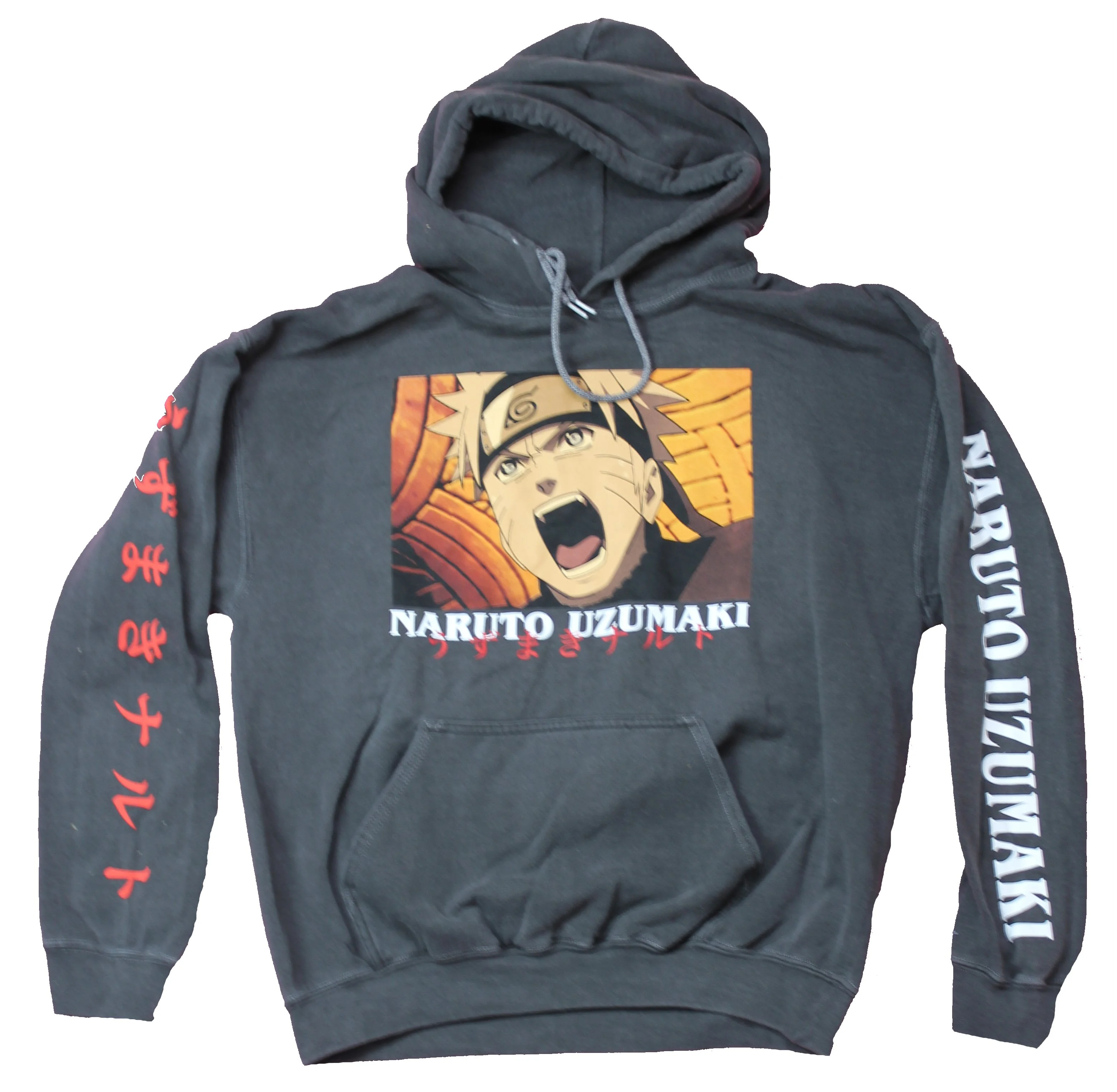 Naruto Shippenden Mens Pullover Hoodie  - Screaming Face Close Up (Small)