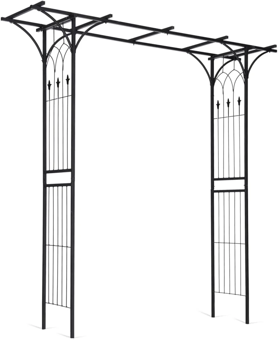 Garden Arbor Wedding Arch for Ceremony Party, Metal Trellis Archway for Climbing Plants Rose Grape Vines, Steel Frame Pergola Decoration for Backyard Patio Lawn Pathway, Easy to Assemble