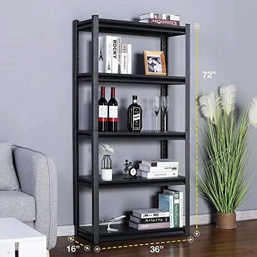 GEROBOOM 5 Tier Garage   Heavy Duty Steel Shelving Unit  Adjustable Metal Multi-use  Rack  Shelves for Garage  Basement  and Industrial Warehouse Or Office (36" W X 16" D X 72"
